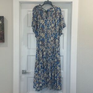 GiGio Blue Floral Tie Maxi Dress